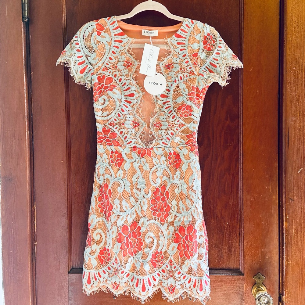 Last First Kiss Peach/Blue Dress